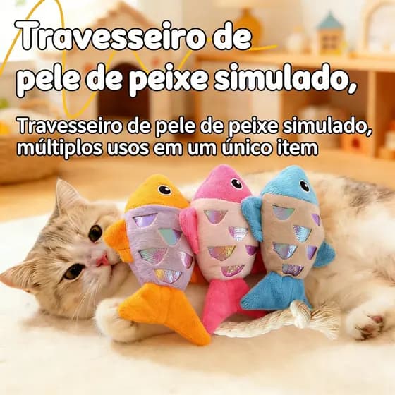 Brinquedo Peixe De Pelúcia Com Catnip Para Gato Para Brincar De Lutinha Caça Interativo Anti Stress