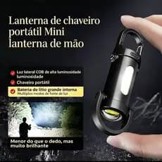 Luz De Chaveiro Portátil LED , Lanterna Recarregável Tipo C Multifuncional , 3 Modos De Iluminação Comutável