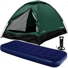 Kit Barraca Acampamento Iglu 3 Pessoas + Colchão Solteiro + Enchedor Para Pesca Camping E Atividades Ao Ar Livre