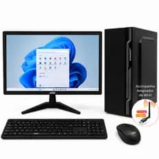 Computador Completo Intel Core i5 8GB SSD 256GB Monitor 20" WiFi com Teclado e Mouse Sem Fio