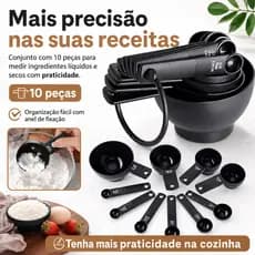 Kit Colheres Medidoras 10 Peças Xícara Medidora Dosador Cozinha Culinária Confeitaria