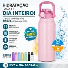 Garrafa Térmica Inox 1700ml com Alça e Bico Garrafa de Água Esportiva Parede Dupla 1,7L