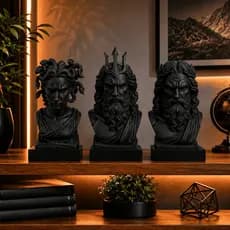 Decoração Luxuosa Estátuas Pequenas Mitologia Grega Medusa Ares Poseidon Sala Escritório Mesa  Moderna Elegante Estante