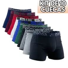 Kit 10 Cuecas Box Boxer Masculina Microfibra DNA Conforto Diário Forro 100% Algodão