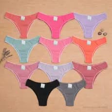 Kit 6 Calcinhas Femininas Tanga Algodão Cotton Antialérgico Forro 100% Algodão