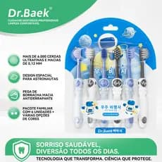 Dr.Baek Escova de Dente infantil, Pacote de 6 Peças, 6000+ Cerdas Macias | Modelo Astronauta