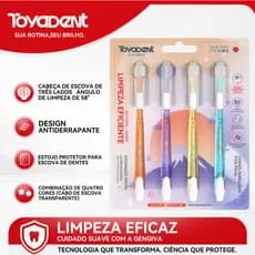 ToyaDent Escova de dente, Kit 4 peças + Cerdas Macias de 0.15 mm + Capas Protetoras