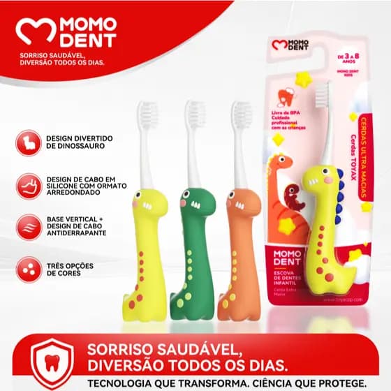 Momodent Escova de Dente Infantil , Crianças De 3 A 8 Anos, 3 cores