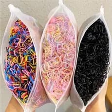 Pacote de laço de cabelo elástico descartável feminino de 2.000 peças multicolorido