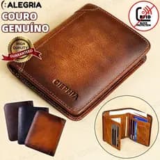Carteira Antifurto Masculina De Couro Legítimo Vintage De Trifold E Bifold À Escolha Carteira estilo executivo-ale