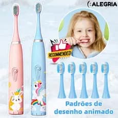 Escova Dental Elétrica Ultra-Sônica Para Crianças Acústica Onda Fofa Cabelos Suaves Dupla Face Limpa Cuidados-ale