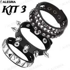 Pulseira de couro PU estilo gótico punk, única para festas de Halloween e Natal.-ale