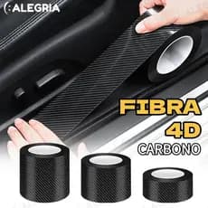 Adesivo Automotivo Preto Fibra de Carbono Preto 4D Carro AntiRisco Soleira Porta Espelho Lateral Coluna-ALE