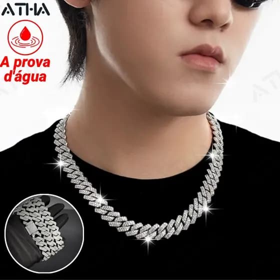Colar cubano colar de corrente com cravação de gelo colar de diamantes hip-hop masculino Dia dos Namorados Rua Grafite