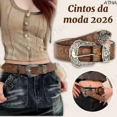 Cinto Feminino Padrão Marrom Com Cintura Decorativo Em Relevo 2026NOVA
