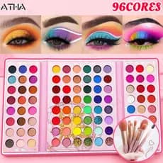 Paleta De Sombra De Olho Em 96 Cores Perolada / Fosca / Com Glitter / Longa Duração Pincéis de maquiagem