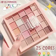 Paleta de Sombras com 25 Cores - Perolada / Fosca / Glitter ,Baixa Saturação,Longa Duração , Maquiagem para o dia a dia