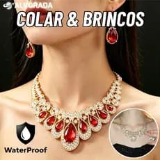 Conjunto De 3 Peças De Brincos E Colar Incrustados De Diamantes Vermelhos Da Sorte Auspiciosos De Ano Novo Para Mulheres