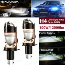 Farol LED H4 Para Motocicleta-Lente De Projetor 10000LM Com Resfriamento De Ventilador Turbo-ALV