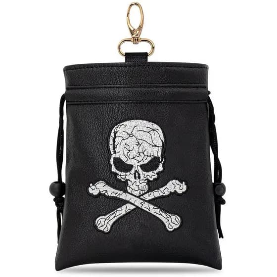 Bolsa de cintura para golfe, elegante bordado de caveira preta, armazenamento de acessórios para tees, bolsa com cordão
