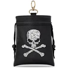 Bolsa de cintura para golfe, elegante bordado de caveira preta, armazenamento de acessórios para tees, bolsa com cordão