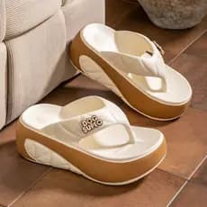 Novo Estilo Flip-Flops Feminino Verão Ao Ar Livre Usar Sola Grossa Cor Combinando Simples Moda Antiderrapante Sânda