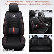 Capa de Banco de Carro 5 Lugares Universal Couro Nappa Premium, Encapamento Total Respirável
