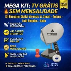 Kit Receptor Digital Vivensis Vx Smart + Antena + Lnbf Simples + Cabo