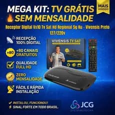 Receptor Digital Vx10 Tv Sat Hd Regional 5g Ku - Vivensis Preto 127/220v