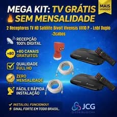 2 Receptores TV HD Vivensis VX10  Parbolica Digital Sitio Fazenda + Lnbf Duplo + 2 Cabos