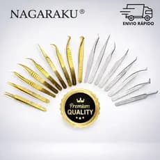 Pinça Nagaraku Aço Inox Extensão de Cílios Curva Reta Isolamento Aplicação Fio a Fio Envio Rápido