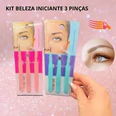 Kit 3 Pinças Iniciante Sobrancelha Cílios Artesanato Utilidades Ponta Reta Ponta Curva Chanfrada no Brasil