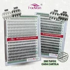 Cílios FADVAN Tufo [10D+20D] [30D+40D] 280 Tufinhos MIX 9-16mm DIY Extensão de Cilio Cluster Eyelash no Brasil