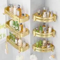 Suporte Para Shampoo Banheiro Porta Shampoo Canto Acessórios Suporte Para Banheiro Prateleira Dourado Triangular
