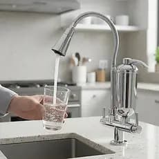 Torneira Cozinha Abs Filtro Mesa Tubo Flexível Duplo Jato Cromado Brilhante