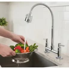 Torneira Cozinha Misturador Tubo Flexível Duplo Jato Cromado Luxo