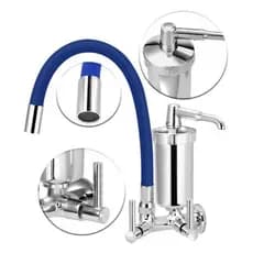 Torneira Flexível Slim Azul Com Filtro de Cozinha Parede Elegante