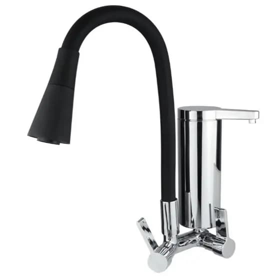 Torneira Gourmet Cozinha Com Filtro Parede ABS Cone Dois Jatos Flexível Preta 1/4 de Volta Lindíssima