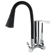 Torneira Gourmet Cozinha Com Filtro Parede ABS Cone Dois Jatos Flexível Preta 1/4 de Volta Lindíssima