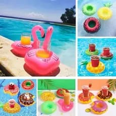 Kit 5/10 Porta Copos Boia Inflavel Piscina Varios Formatos Porta Lata Brinquedos para Piscina