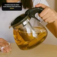 Chaleira Bule De Vidro Com Infusor Chá Café Inox 950ml