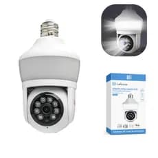 Câmera Lâmpada WiFi Inteligente 2MP 350° PTZ Visão Noturna Colorida App Yoosee para Garagem e Loja