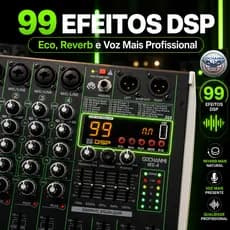 Mesa de Som Com Bluetooth MX4 USB MP3 99 Efeitos DSP Entrada XLR