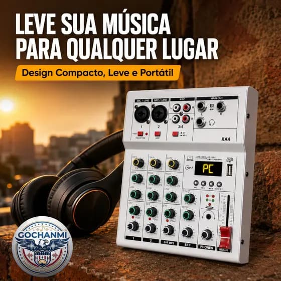 Mesa Mixer 4 Canais XA4 Ideal Para Igreja Reunião Aula Live e Podcast