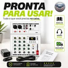 Mesa de Som Para Podcast XA4 Com Phantom Power 48V e Interface USB