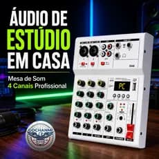 Mesa de Som Para Live TikTok YouTube 4 Canais Bluetooth USB Profissional
