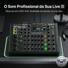 Mesa de Som GQD-X20 4 Canais com Controle de Voz COMP EQ e Efeitos DSP