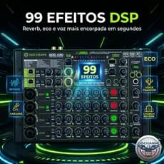 Mesa de Som Profissional 4 Canais GQD-X20 99 Efeitos DSP com Reverb e Eco para Live Studio e Igreja