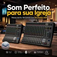 Mesa de Som para Igreja GOCHANMI NX1200 12 Canais Profissional com Efeitos DSP