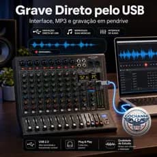 Mesa de Som GOCHANMI NX1200 Profissional 12 Canais para Igreja Banda e DJ